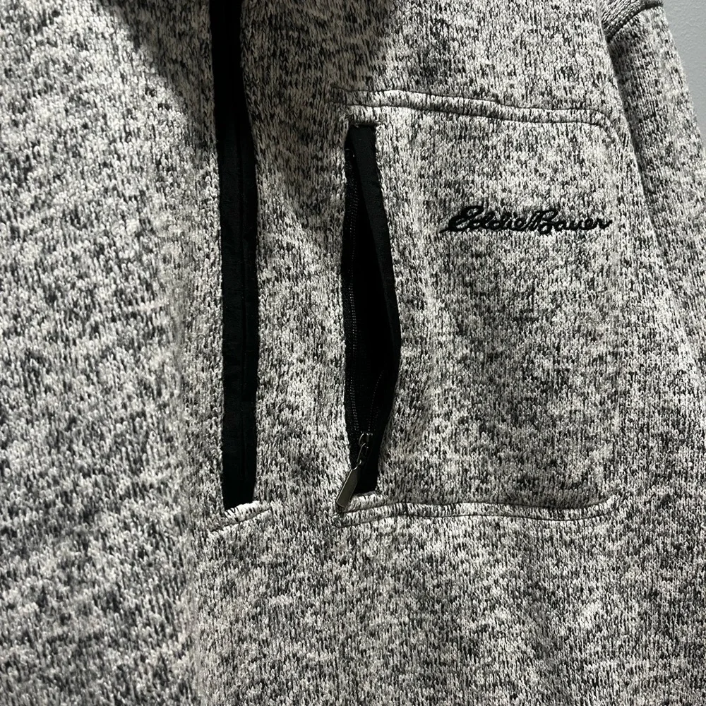 Eddie Bauer Quarter Zip Mens M Sweater Fleece Classic Open Fit Zip Pocket Jacket